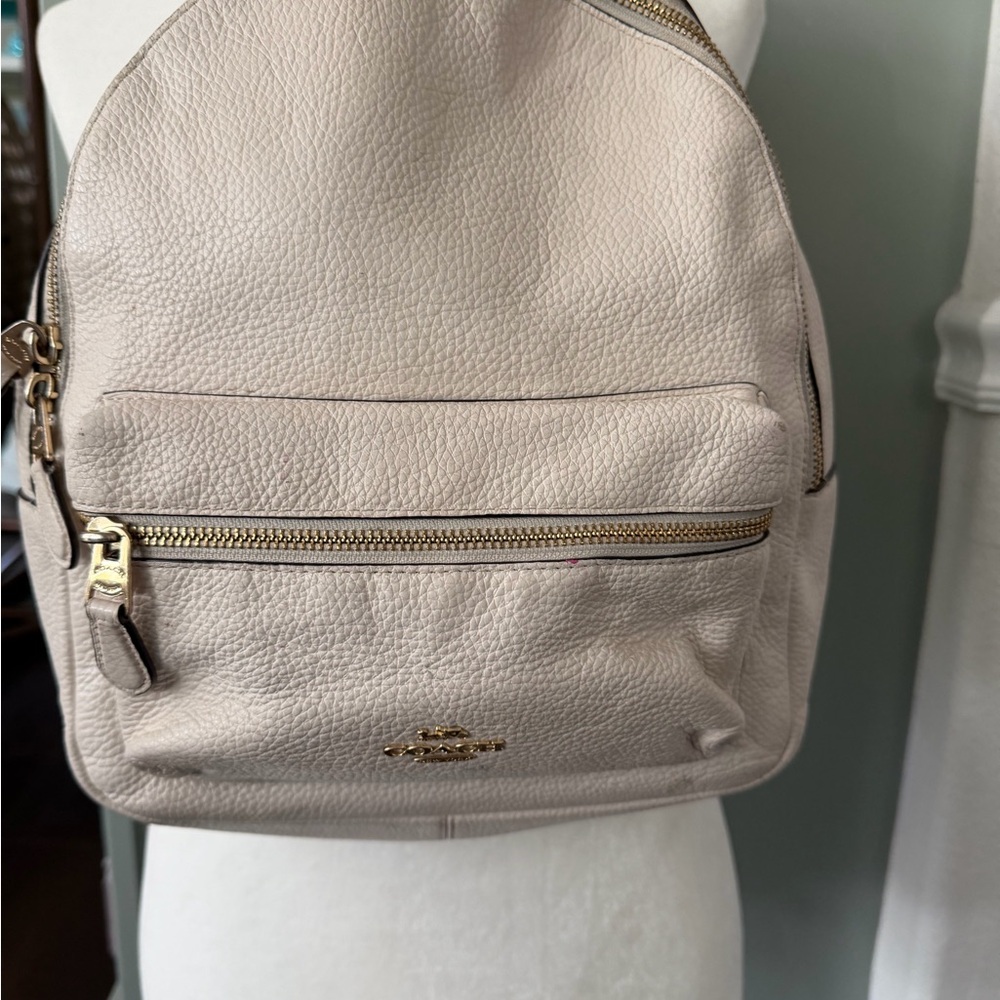 Coach Beige Leather charlie mini Backpack